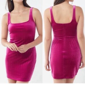 Urban Outfitters Pink Velour Bodycon Mini Dress